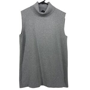 Talbots Size M Womens Sleeveless Turtleneck Sweater Shell Gray Cotton Modal Knit